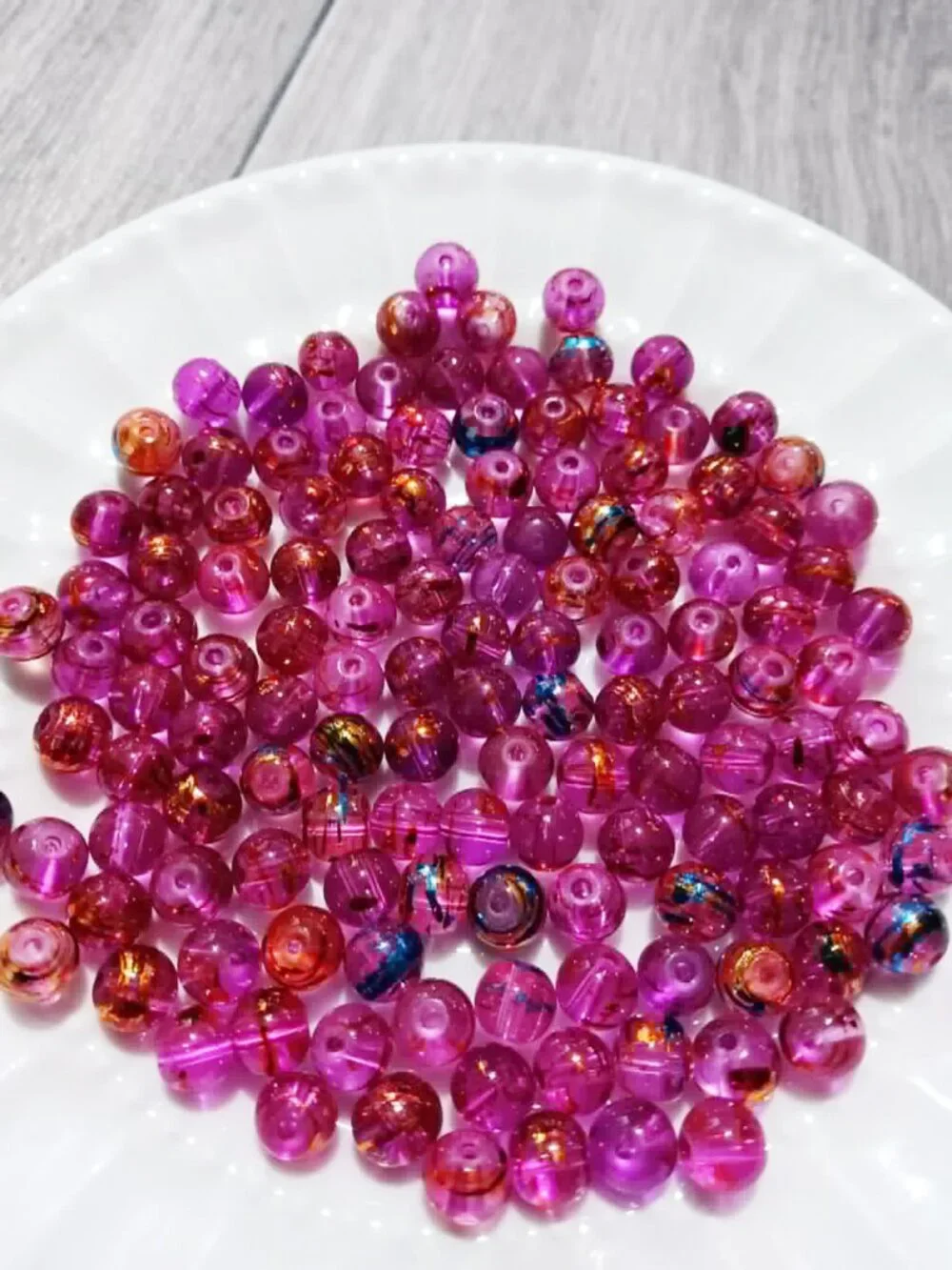 Bulk Lot of 8mm Popping Pink Abstract Glass Beads